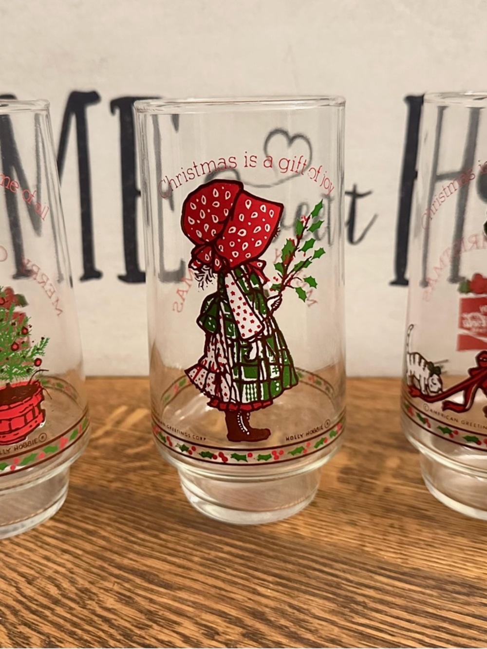 Vintage Holly Hobbie Coca-Cola Christmas Holiday Limited Edition Glasses